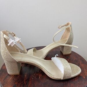 Elegant Gold Block Heel Sandals